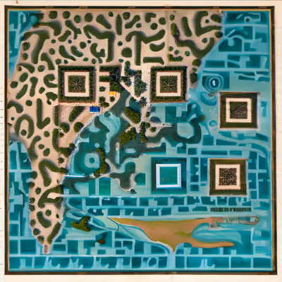 Tropical Island Aerial Map QR Code Art — image 1