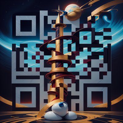 Ribbon Wrapped Spire Surreal QR Code for Posters