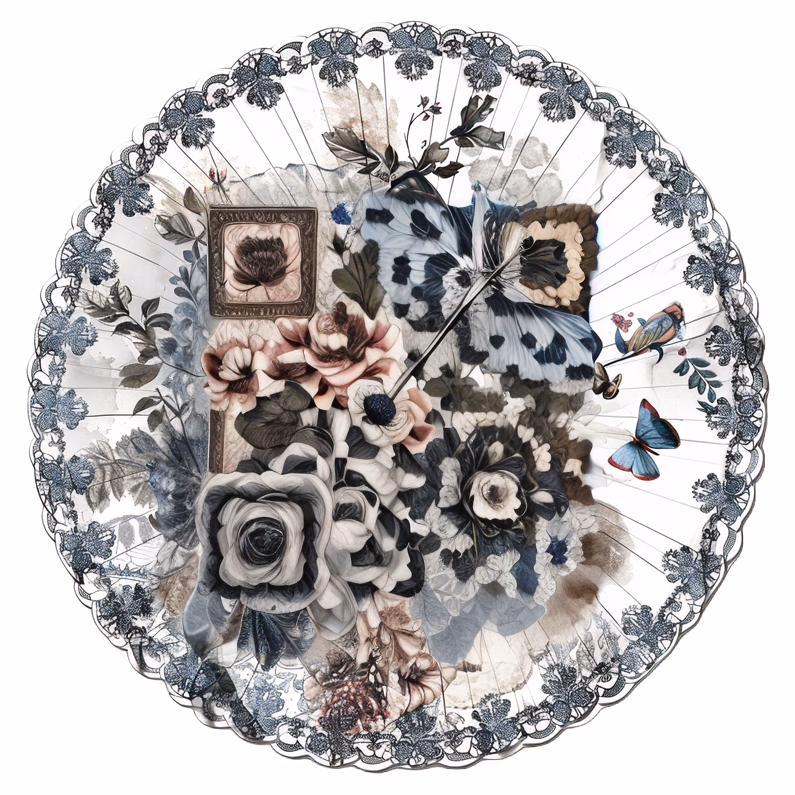 Викторианский кружевной зонтик, цветочный коллаж: QR-код для стикеров — изображение 1