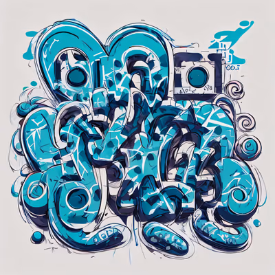 Turquoise Graffiti Lettering QR Code for Apparel — image 1