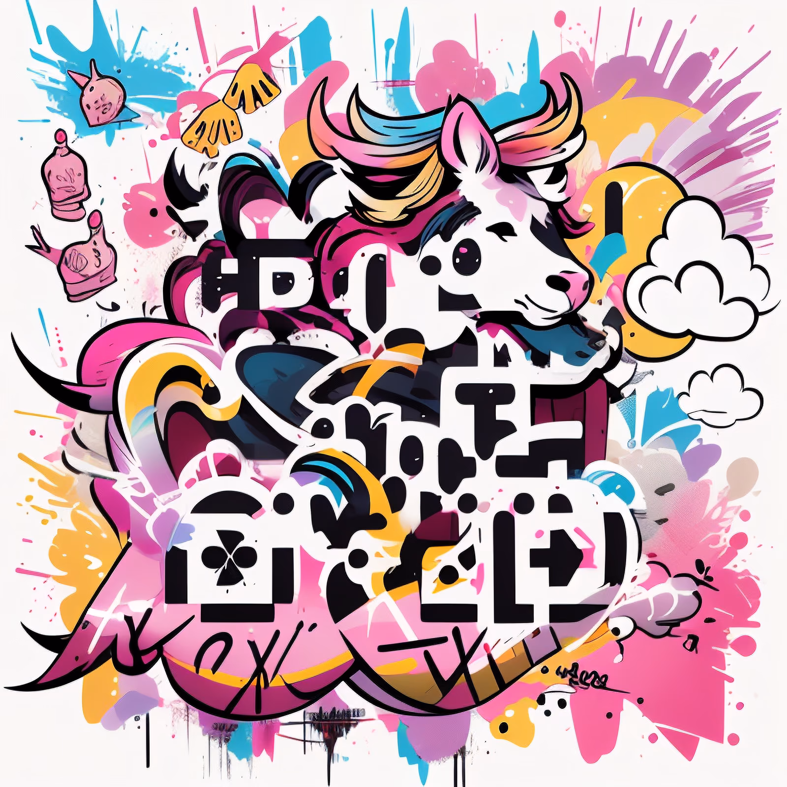 Graffiti Cow Street Art QR Code for Stickers — image 1