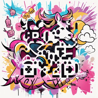 Graffiti Cow Street Art QR Code for Stickers