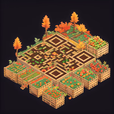 Isometric Autumn Orchard QR Code for Packaging — image 1