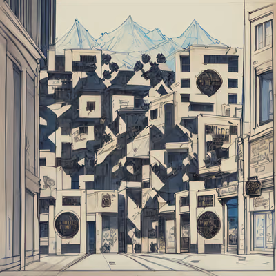 Comic Style City Street QR Code for Posters — image 1