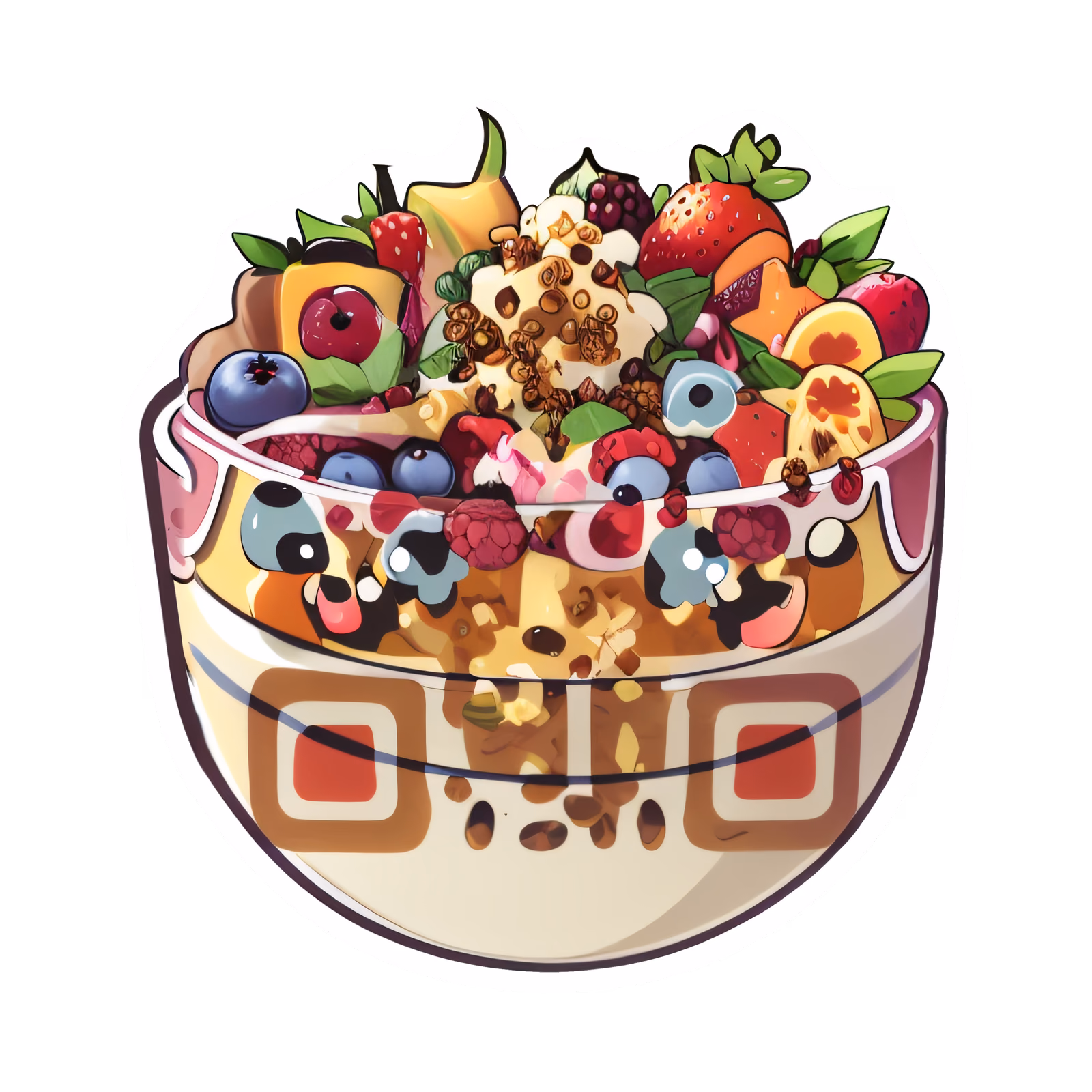 Smoothie Bowl Kawaii Vector QR Code for Stickers — image 1