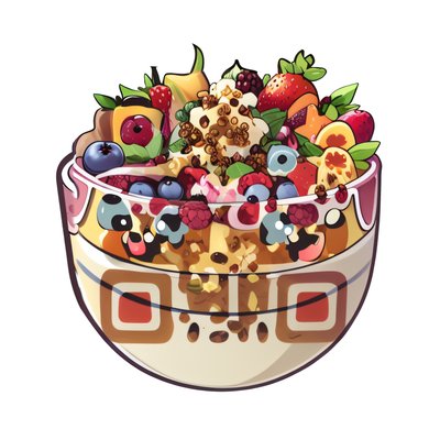 Smoothie Bowl Kawaii Vector QR Code for Stickers