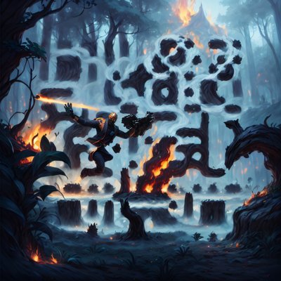 Burning Forest Gunman Concept Art QR Code for Posters