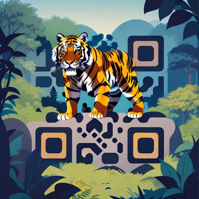 Jungle Tiger Flat Vector QR Code for Posters — image 1