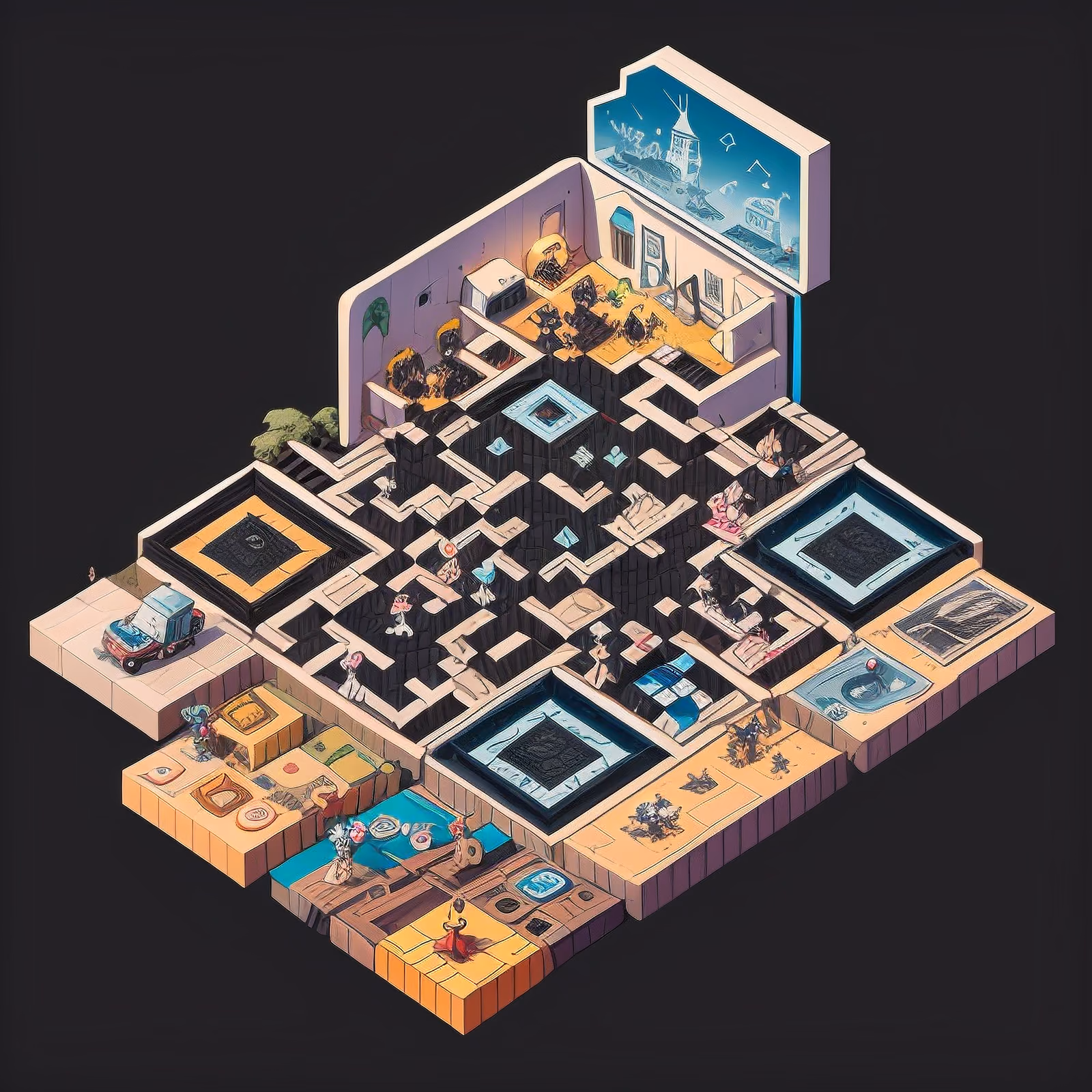 Isometric Time Traveler Camp QR Code Poster — image 1
