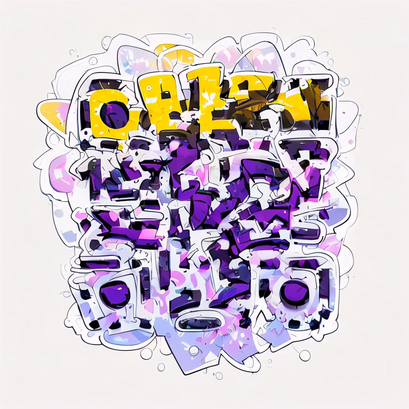 Purple Yellow Graffiti Lettering QR Code for Stickers — image 1