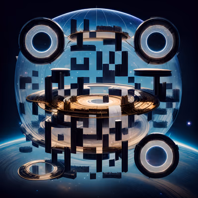 Domed Space City Surreal 3D QR Code for Posters — image 1