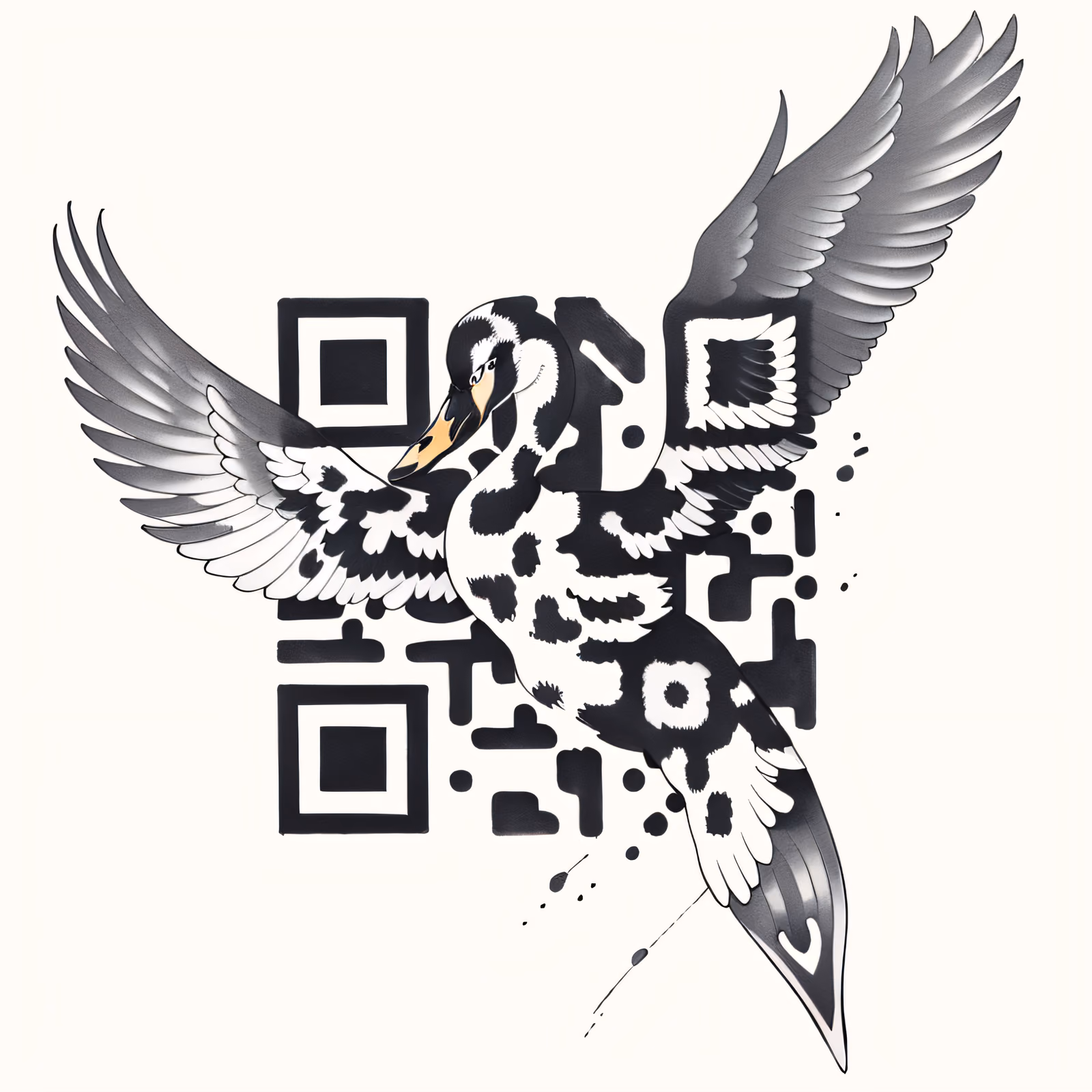 Swan Ink Tattoo QR Code for Temporary Tattoos — image 1