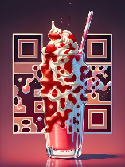 Cherry Vanilla Float Cartoon QR Code for Restaurant Menus