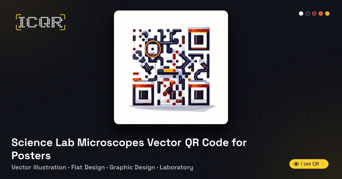Microscope Tatoos Science Lab Microscopes Vector QR Code for Posters • ICQR
