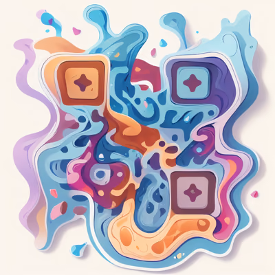 Flowing Wave Abstract Vector QR Code for Stickers — image 1