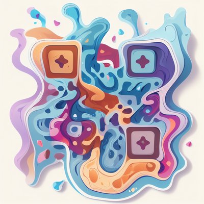 Flowing Wave Abstract Vector QR Code for Stickers
