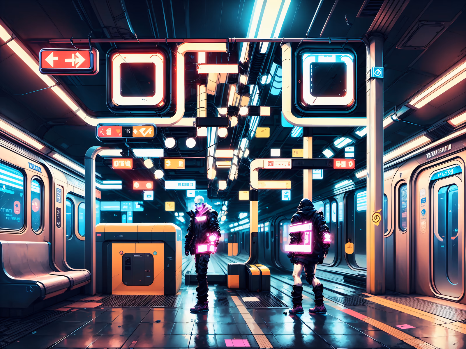 Neon Metro Station Cyberpunk QR Code Poster — image 1