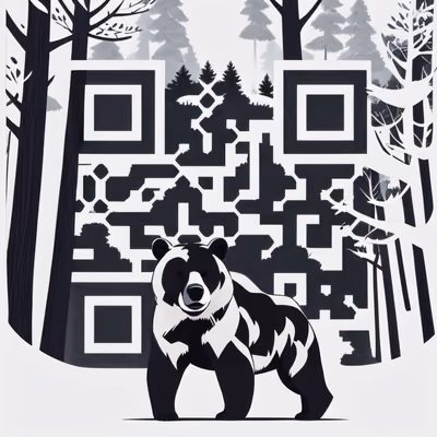 Black Bear Forest Vector QR Code for Posters — image 1