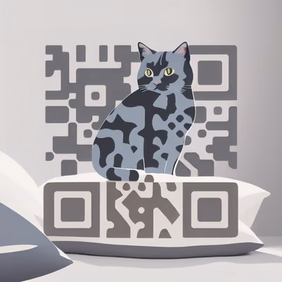 Gray Cat on Pillow Vector QR Code Art — image 1