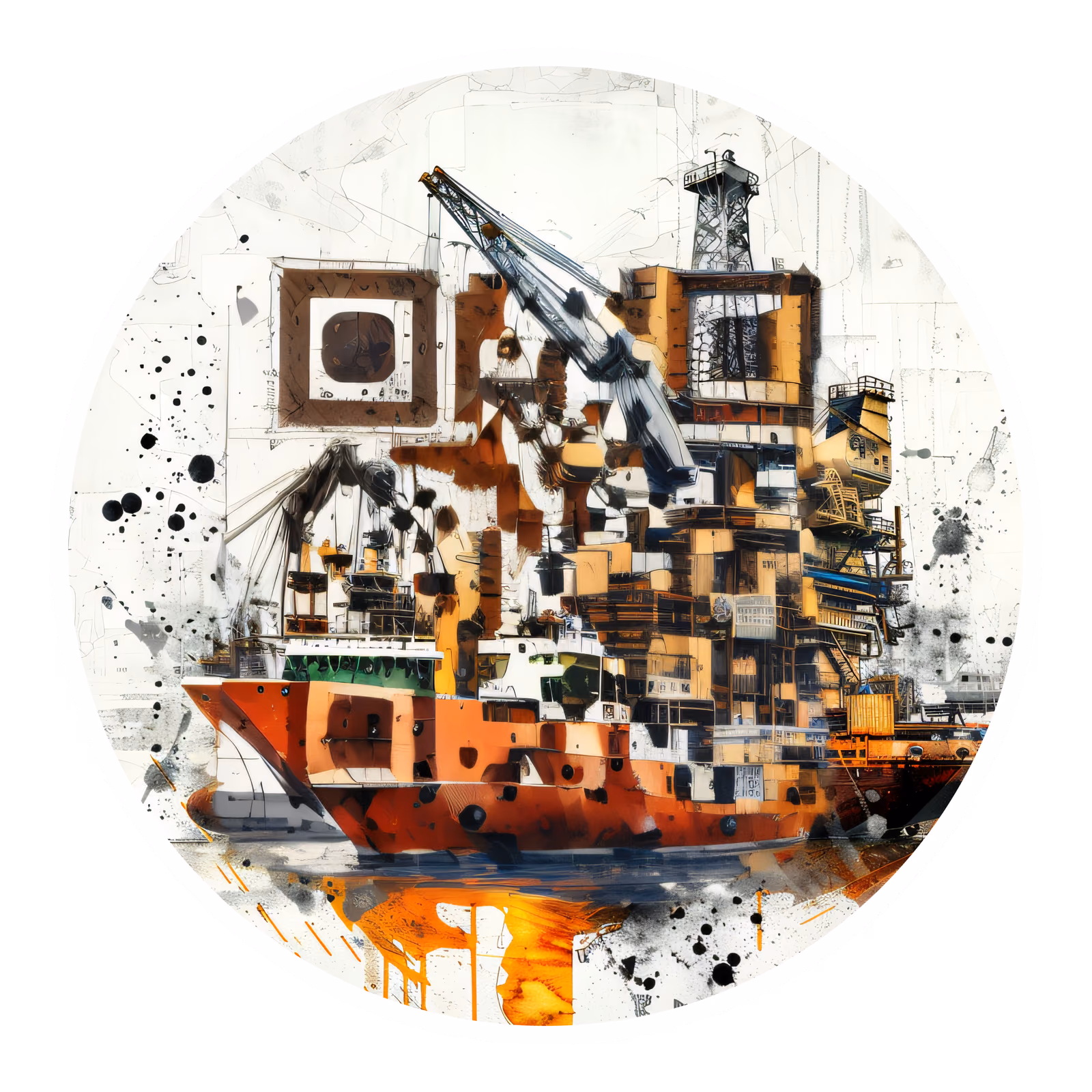Исследовательское судно: QR-код в смешанной технике для стикеров — изображение 1