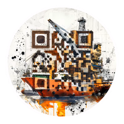 Исследовательское судно: QR-код в смешанной технике для стикеров — изображение 1