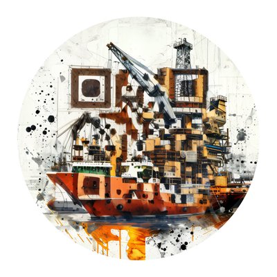 Research Vessel Mixed Media QR Code for Stickers