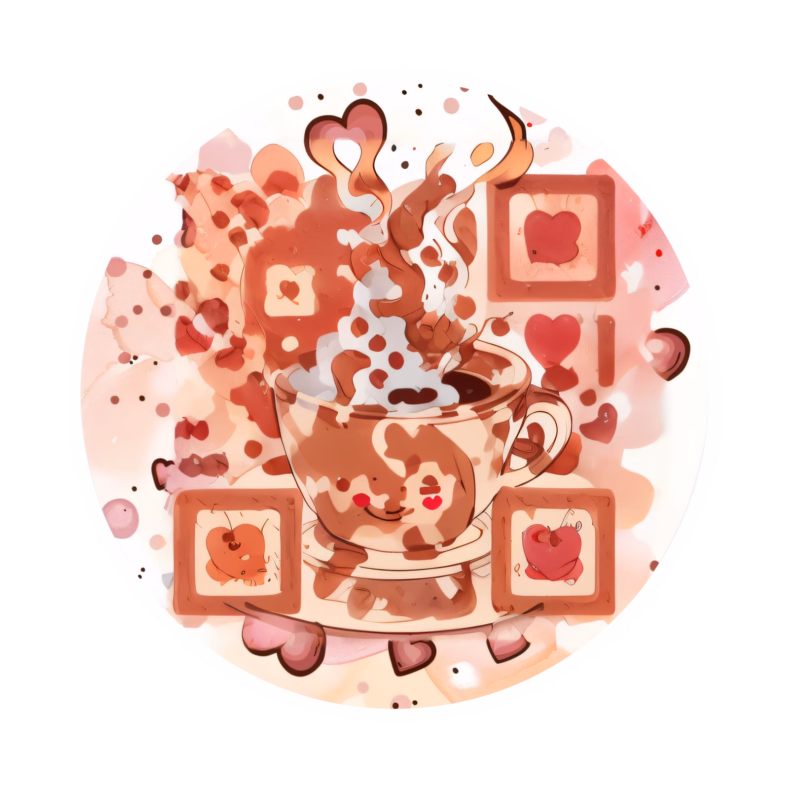 Kawaii Coffee Cup Heart Vector QR Code for Stickers — image 1