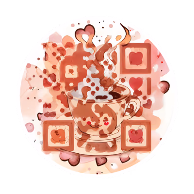 Kawaii Coffee Cup Heart Vector QR Code for Stickers — image 1
