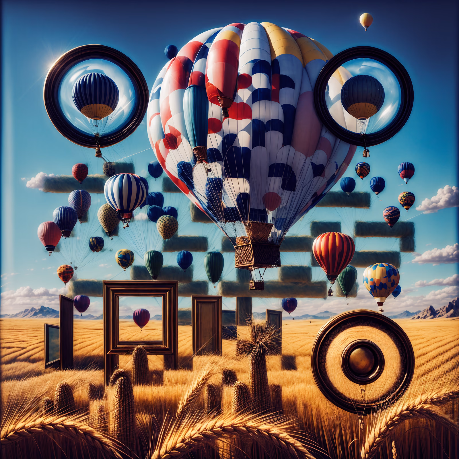 Surreal Balloons Over Wheat QR Code for Posters — image 1