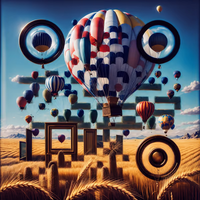 Surreal Balloons Over Wheat QR Code for Posters — image 1