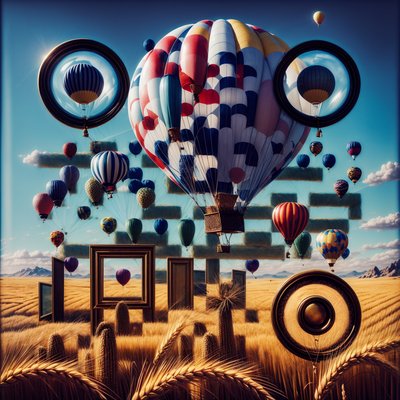 Surreal Balloons Over Wheat QR Code for Posters