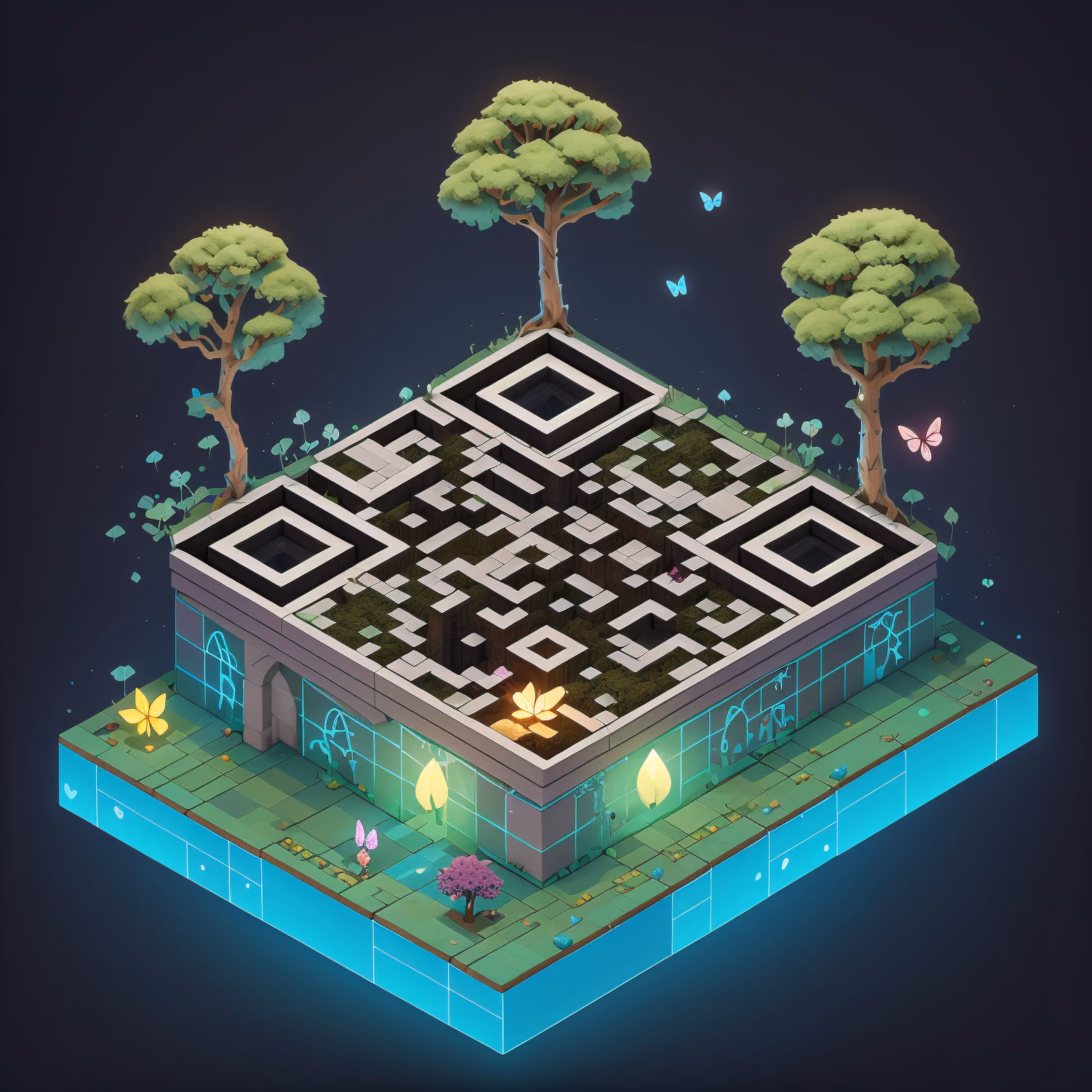 Isometric Forest Sanctuary 3D QR Code Art — image 1