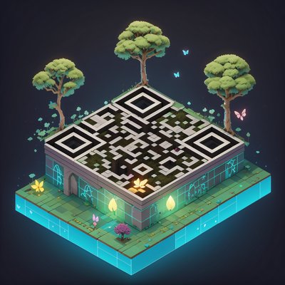 Isometric Forest Sanctuary 3D QR Code Art