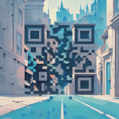 Pastel Villa Street Anime Style QR Code Art