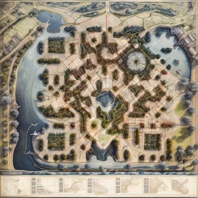 Antique City Map Illustration QR Code Art