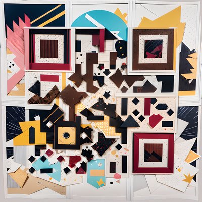 Torn Paper Dada Collage QR Code Art