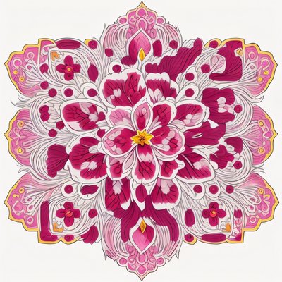 Pink Floral Mandala QR Code Art