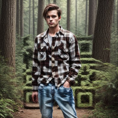 Flannel Man Forest Portrait QR Code for Posters