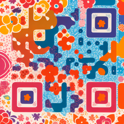 Retro Floral Screen Print QR Code for Apparel — image 1