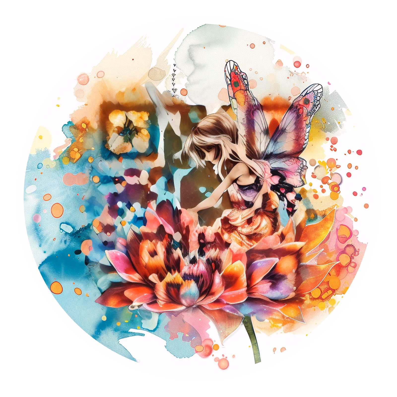 花上仙子水彩二维码艺术,适用于贴纸 — 图片 1