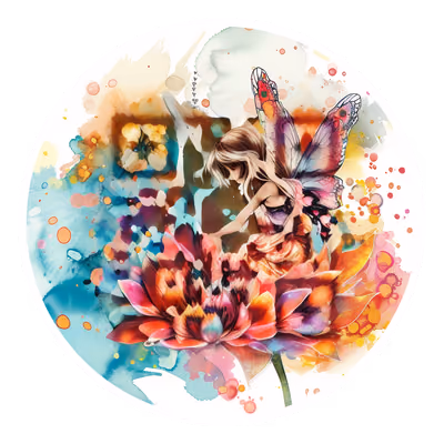 花上仙子水彩二维码艺术,适用于贴纸 — 图片 1