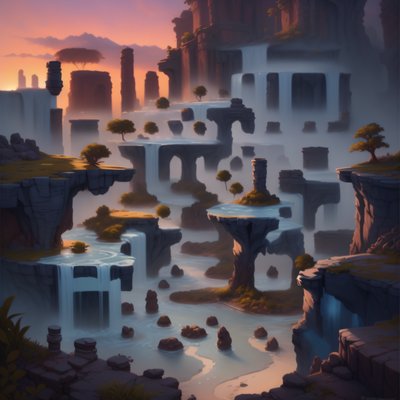 Fantasy Waterfall Landscape Matte Painting QR Code for Posters