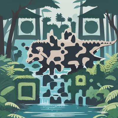 Stegosaurus Forest Flat Vector QR Code for Book Covers