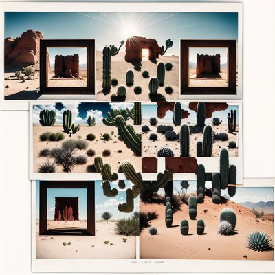 Desert Cactus Polaroid Collage QR Code Art