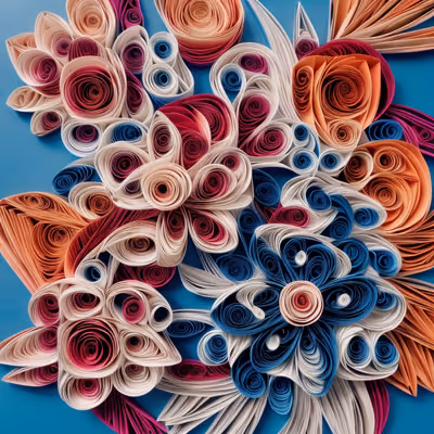Colorful Paper Quilled Flowers QR Code Art — image 1