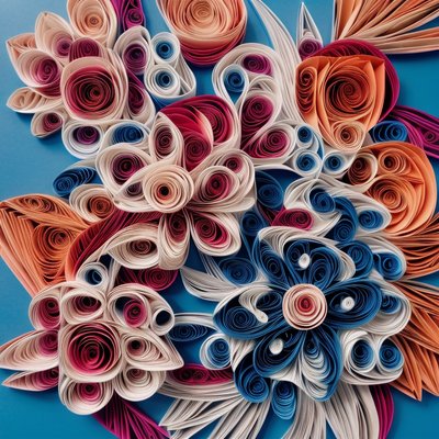 Colorful Paper Quilled Flowers QR Code Art