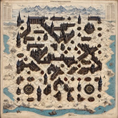 Fantasy Castle Parchment Map QR Code Art