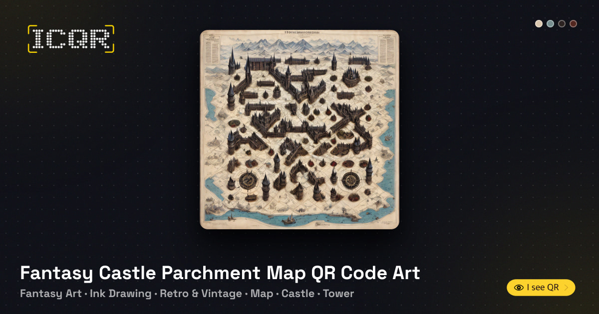 Fantasy Castle Parchment Map QR