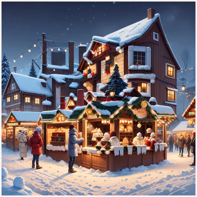 Snowy Christmas Market Digital Painting QR Code for Posters — image 1