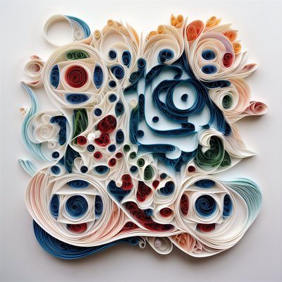 Abstract Paper Quilling Coils QR Code Art